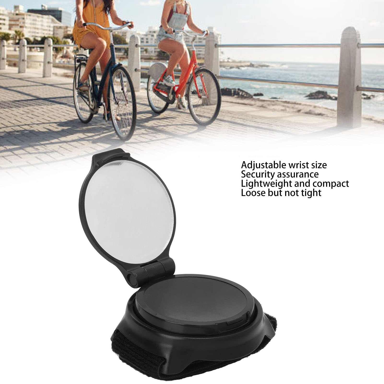 Adjustable Wristband Bike Mirror - 360° Rearview Cycling Safety Mirror for Bicycles & Motorcycles - Black - Perfect for Commuting, Road Biking & Outdoor Adventures