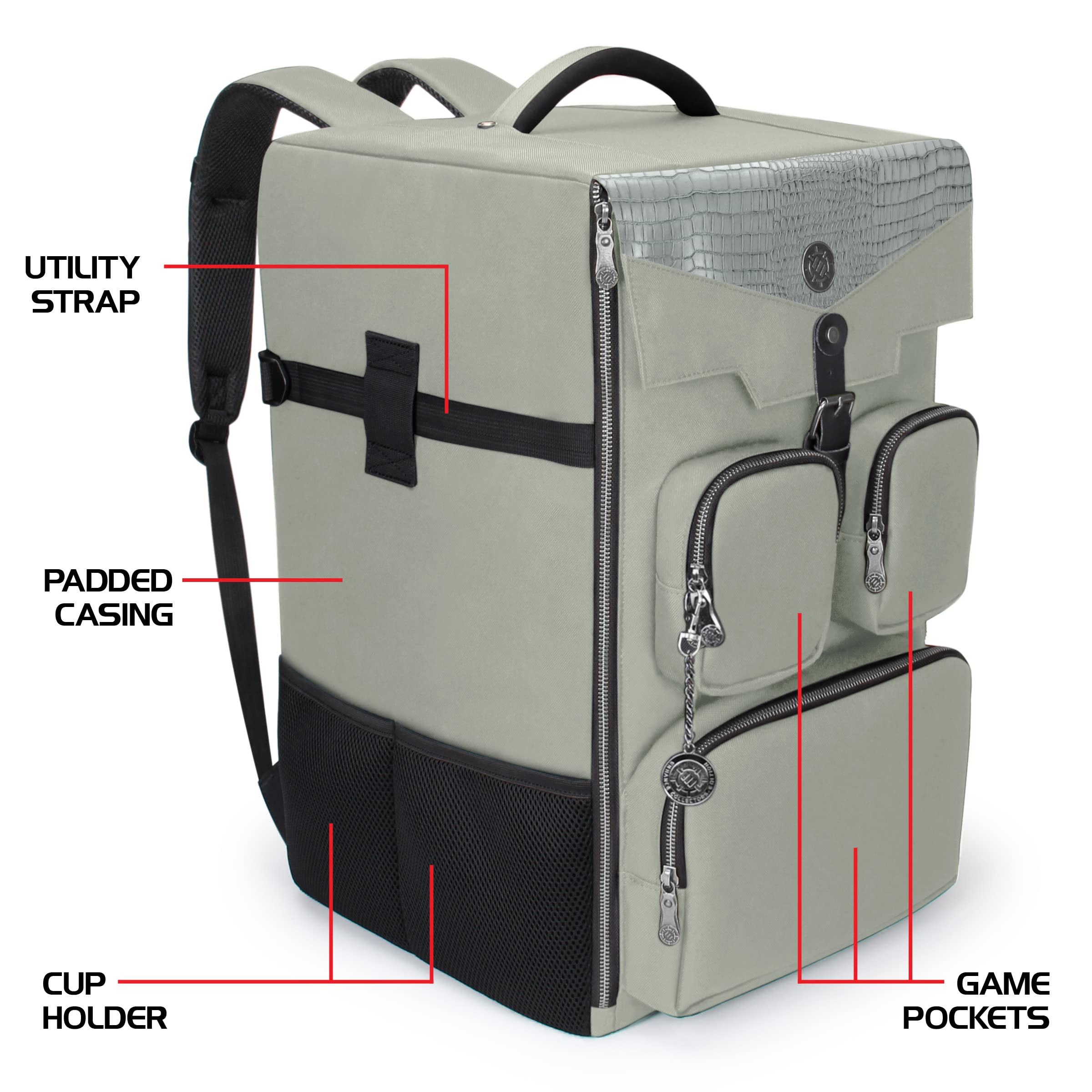 Premium ENHANCE Collector's Edition Board Game Backpack - Heavy-Duty Rigid Storage Case with Padded Straps, Carry Handle & Organizer Pockets for Dice, Cards & Accessories (Dragon Silver) - Perfect for Game Nights, Conventions & Travel
