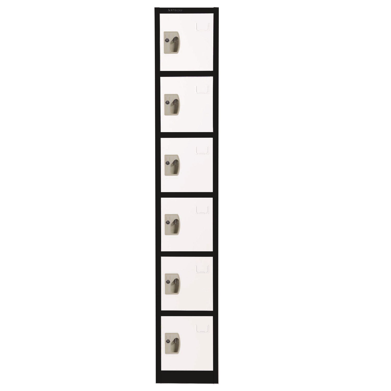 AdirOffice 6-Compartment Steel Storage Locker - 12x12x72 Inches, Black with White Doors - Perfect for Schools, Gyms & Office Organization