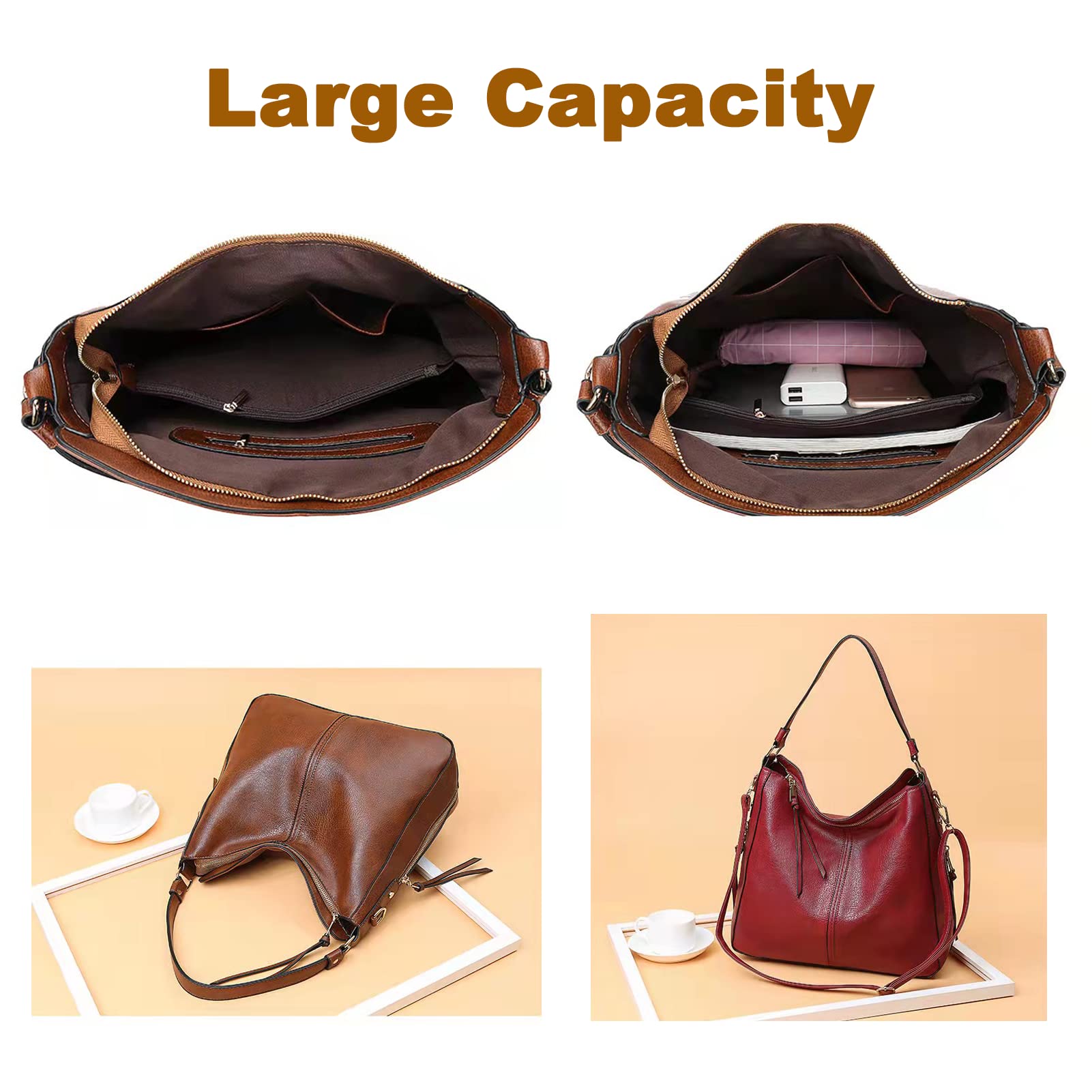 Stylish PU Leather Tote Bag for Women - Adjustable Shoulder Strap Hobo Handbag | Perfect for Work, Travel & Shopping