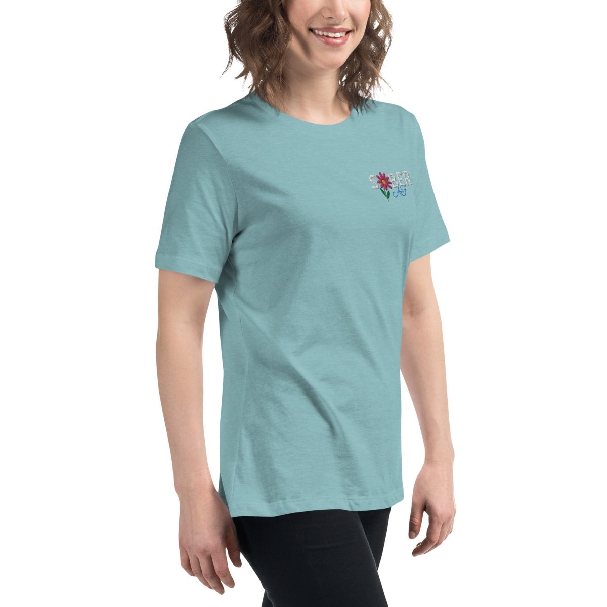 SOBER AF Women's Relaxed T-Shirt - Spring Blossom Print Comfortable Casual Tee for Everyday Wear, Lounge & Outings