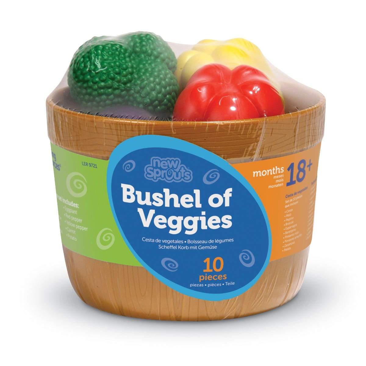 New Sprouts® Bushel of Veggies - Colorful Plastic Vegetable Toy Set for Kids, Pretend Play & Learning - Perfect for Play Kitchen, Grocery Store, and Preschool Educational Activities