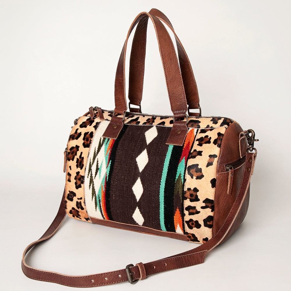 American Darling ADBG1000 Genuine Leather Women's Western Duffel Bag - Vintage Saddle Blanket Design Handbag Purse for Cowgirl Style, Travel & Everyday Use