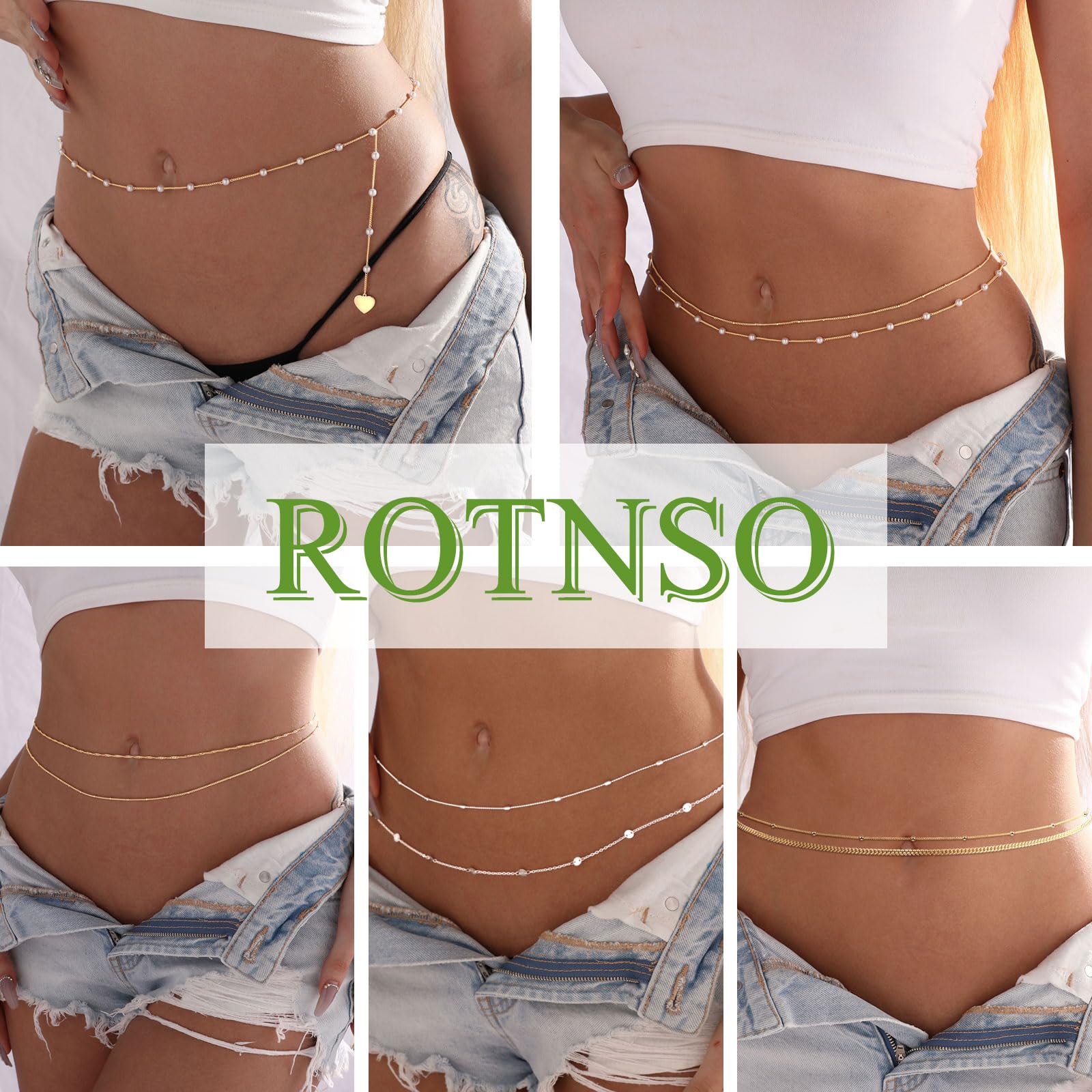 14K Gold Plated Adjustable Body Chain Jewelry for Women - Dainty Boho Layered Waist Chain, Sexy Bikini Belly Accessories for Beach, Festival & Date Night Outfits