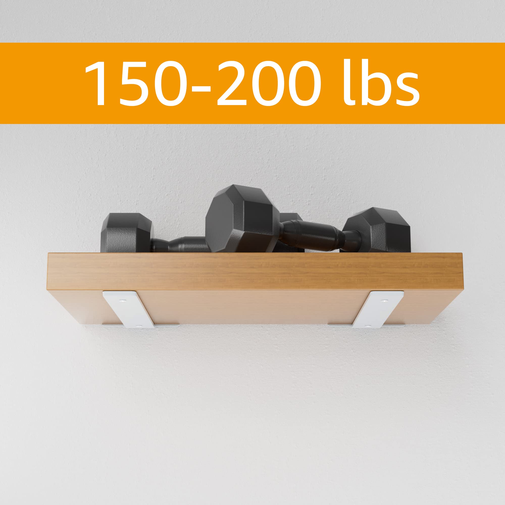 Heavy Duty White Metal Floating Shelf Brackets 12 Inch - 6 Pack - Wall Mount L Brackets for Shelves, Cabinets & Home Decor - Perfect for Living Room, Kitchen, Bathroom Storage & Organization