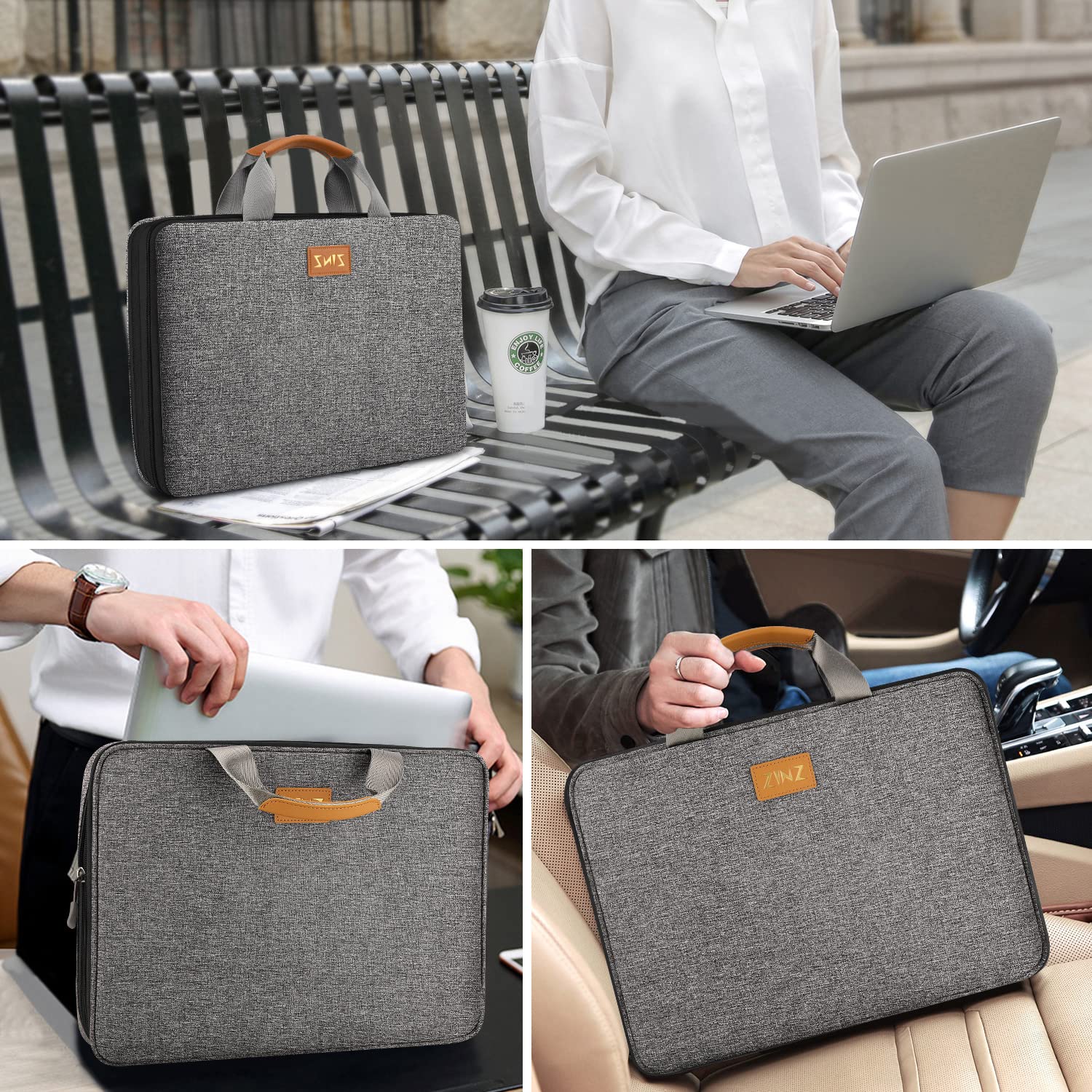 ZINZ Slim Expandable Laptop Sleeve for 13 14 15 16 Inch - Multipurpose Computer Case Handbag with Storage, Perfect for Work, Travel, and School