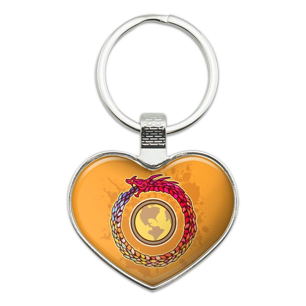 Ouroboros Snake Eating Tail Circle Keychain - Heart Love Metal Key Ring - Perfect for Gifts, Jewelry, and Gothic Fashion Accessories