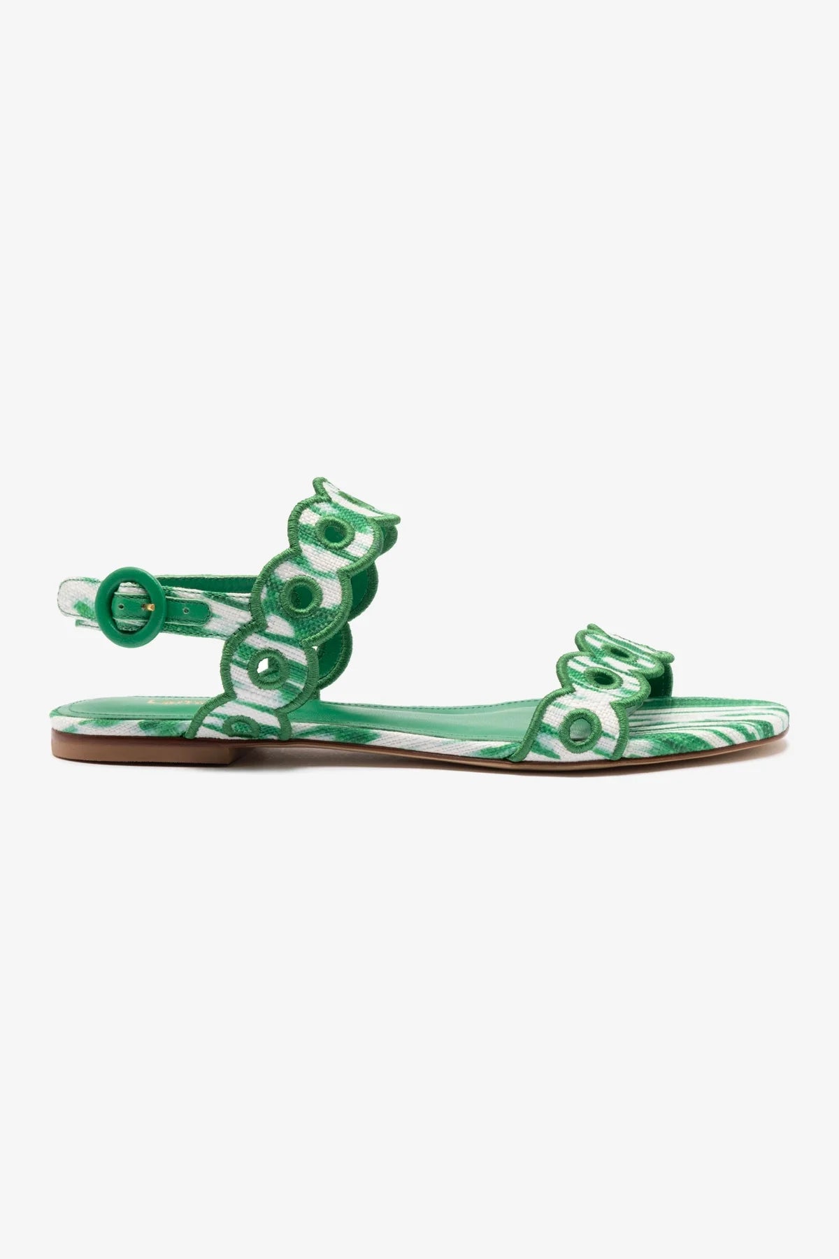 Florence Embroidered Flat Sandals - Tie Dye Evergreen Raffia Women's Summer Sandals | Beach Vacation, Boho Outfits & Casual Wear