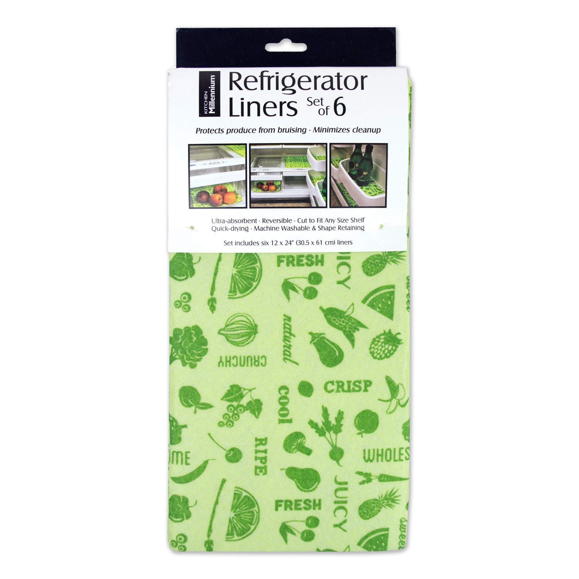 Premium Set of 6 Lime Green Refrigerator Liners - 24 Inch Non-Slip Fridge Shelf Mats - BPA-Free Kitchen Organization for Fruits, Vegetables & Beverages - Perfect for Modern Homes & Apartments
