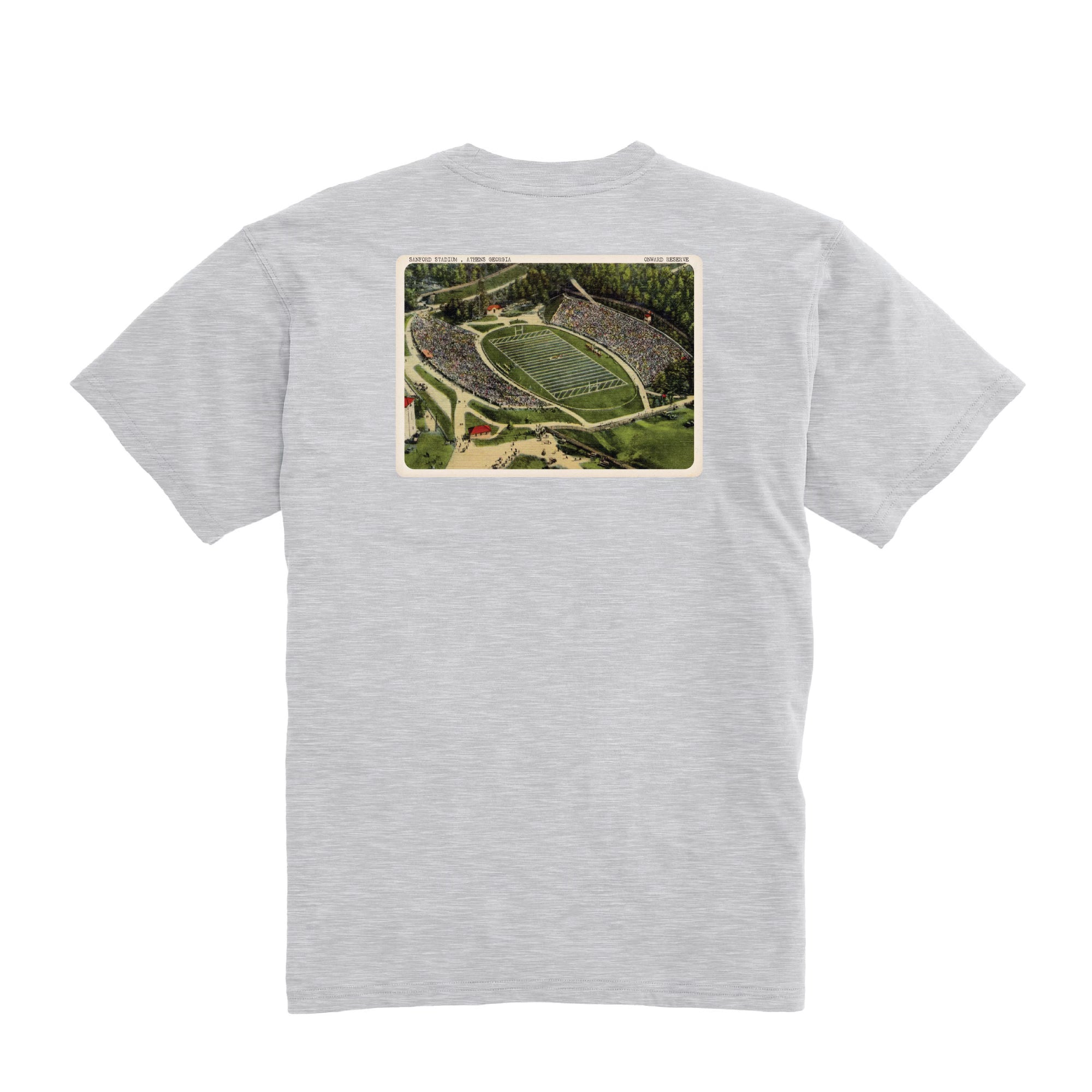 Sanford Stadium Vintage Postcard Short Sleeve T-Shirt - Georgia Bulldogs Fan Apparel for Game Day & Casual Wear