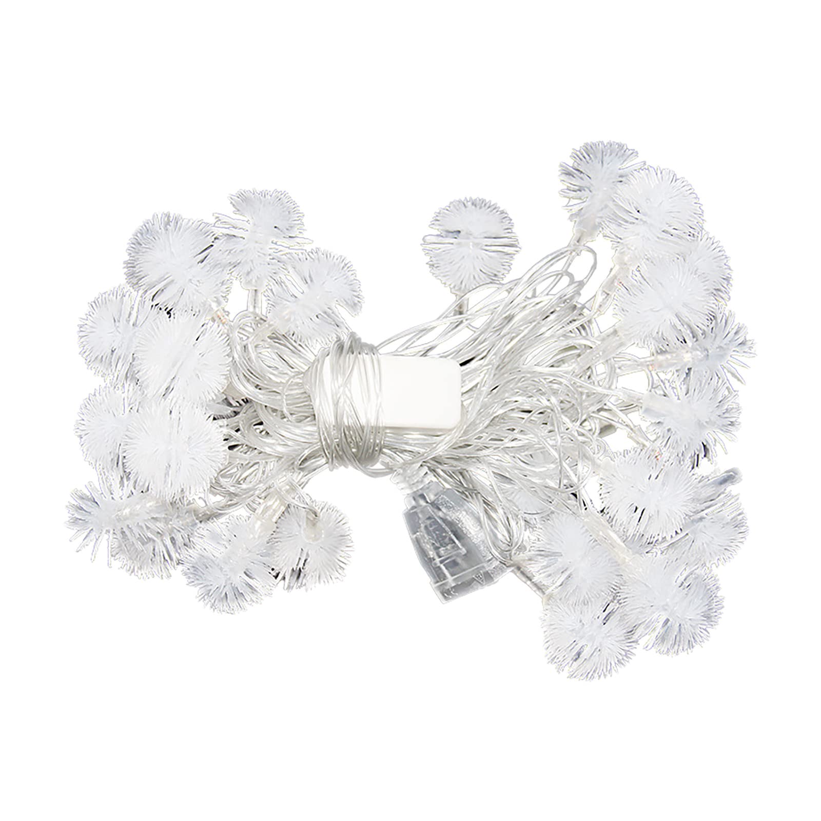 20 LED Snow Pompom String Lights - 3 Meters Battery Operated Christmas Decorations for Winter Tree, Home, Party & Outdoor Use