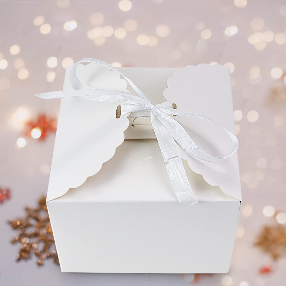 20 Pcs White Paper Gift Boxes with Ribbons - 3
