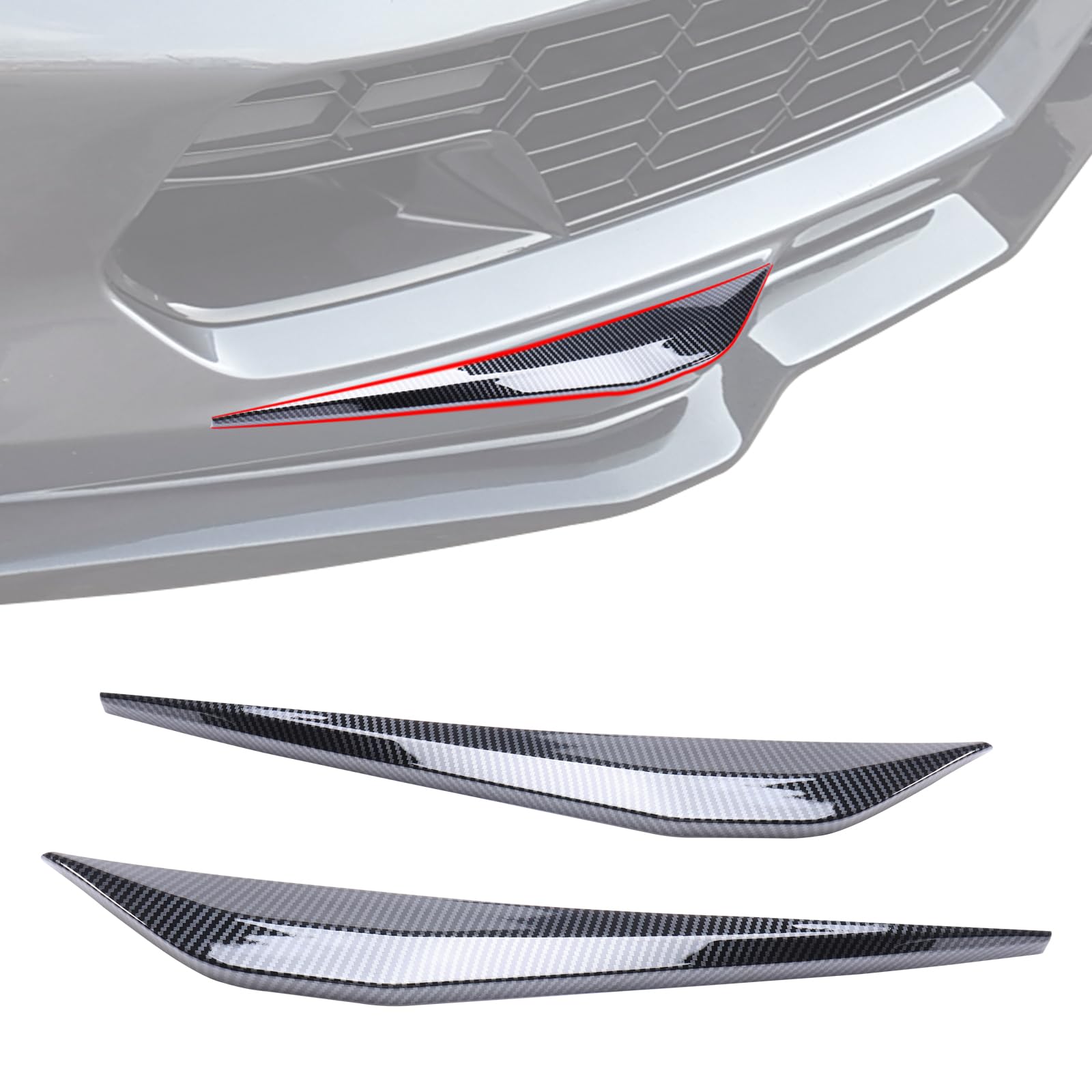Carbon Fiber Front Bumper Trim Cover for Chevy Corvette C7 (2014-2019) | Bottom Corner Protector | Enhances Style & Protection | Perfect for Car Shows & Daily Driving