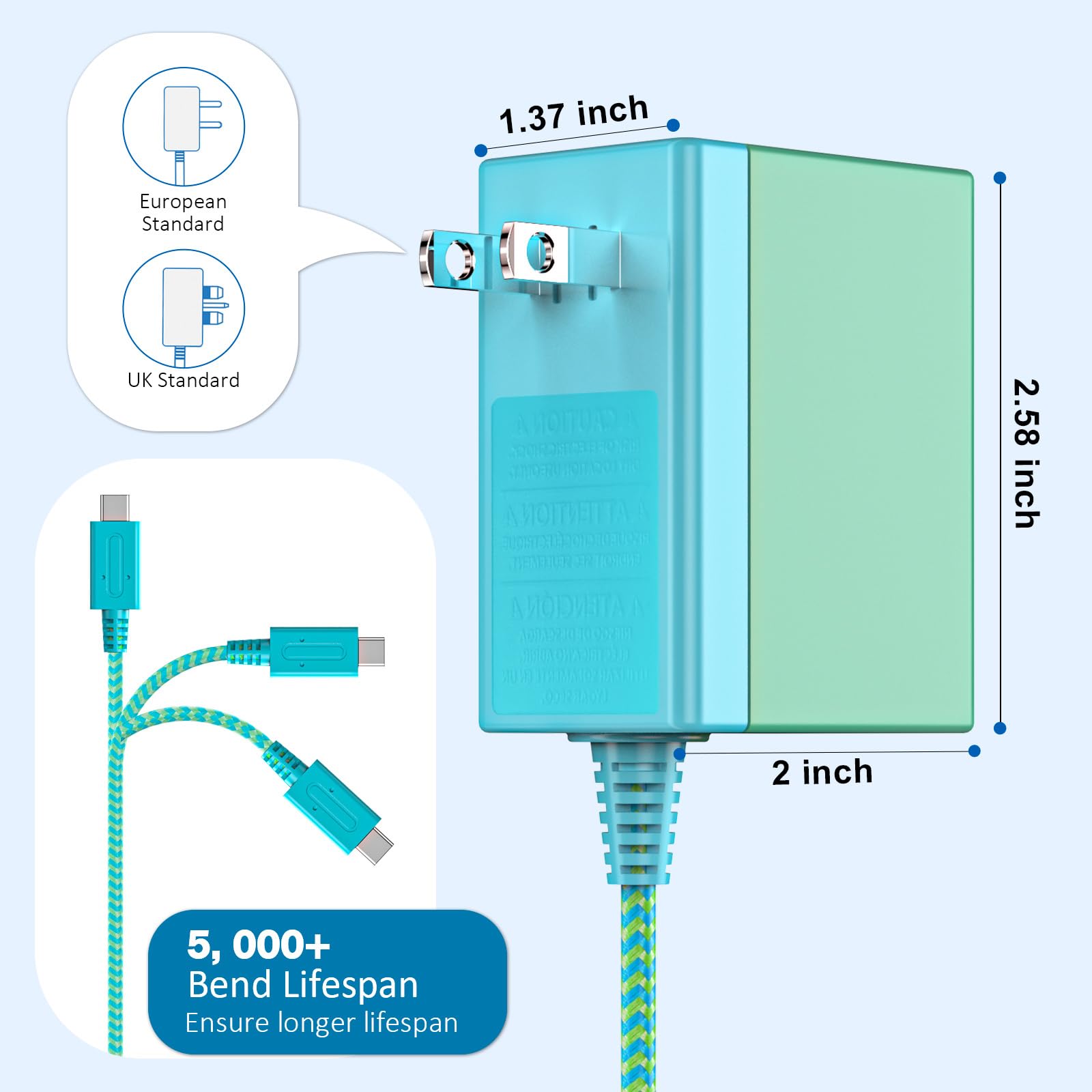 Original Title: Switch AC Adapter for Nintendo Switch, Fast Travel Wall Charger 15V 2.6A Fast Charging Kit for Nintendo Switch/Switch Lite/Switch OLED, Support TV Mode   Optimized Title: **Nintendo Switch AC Adapter - 15V 2.6A Fast Charging Wall Charger for Switch/Switch Lite/Switch OLED - TV Mode Compatible - Portable Travel Power Supply for Gaming On the Go**