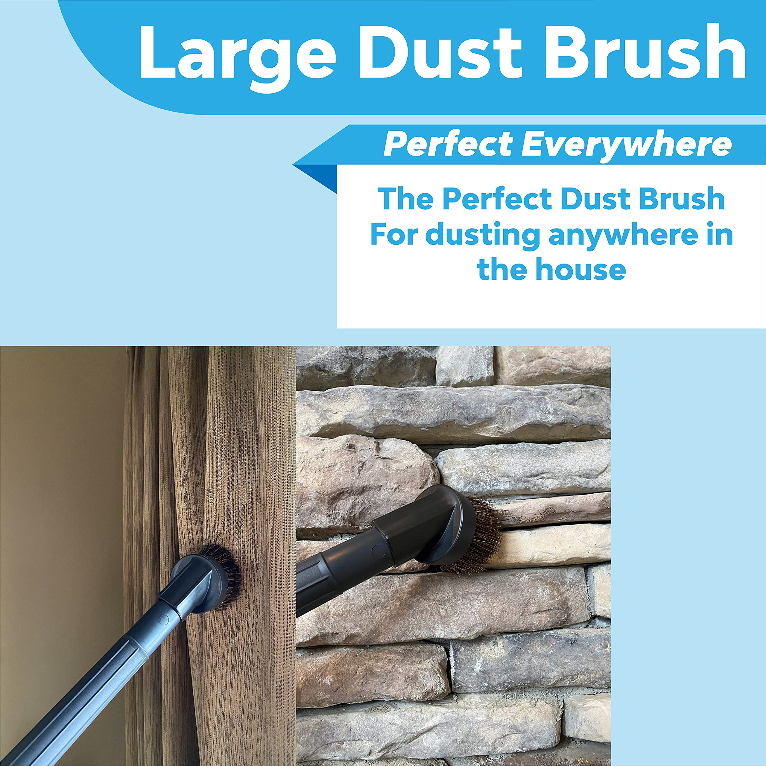 WesselWerk 2.8-inch Soft Natural Bristle Dust Brush Vacuum Attachment - Perfect for Furniture, Car Interiors & Hard-to-Reach Areas Cleaning