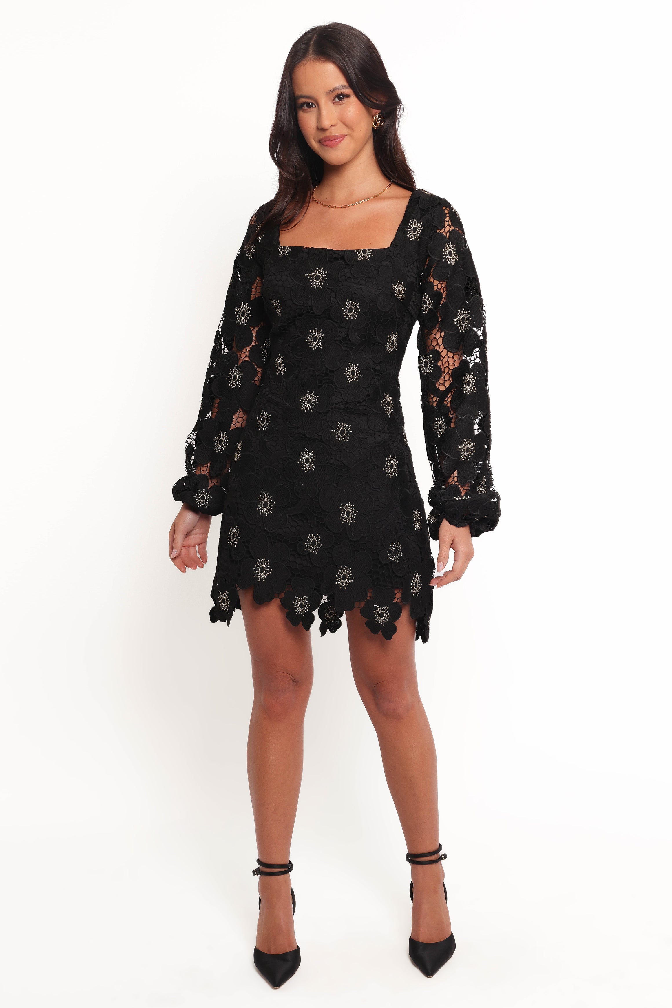 Bardley Women's Long Sleeve Mini Dress - Elegant Black Party Dress for Night Out, Date Night, Cocktail Party & Special Occasions