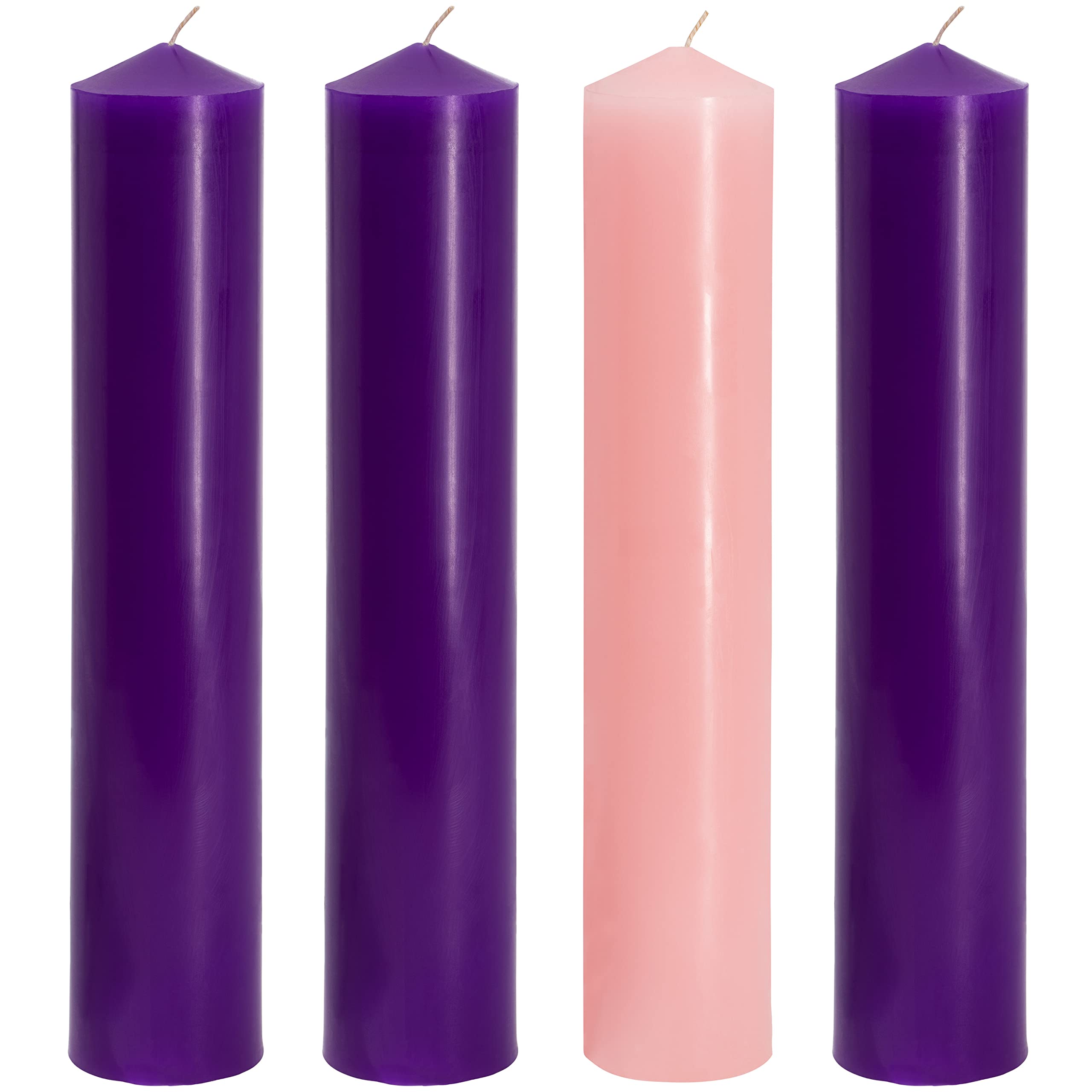 Premium Advent Candle Set - Extra-Large 3X17 Inch Dripless Pillar Candles with Wreath Ring Holder - Christmas Decor, Holiday Centerpiece, Church & Home Celebration Candles