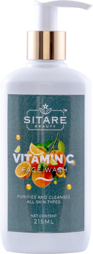 Sitare Beauty Vitamin C Face Wash for Brighter & Glowing Skin - Dermatologist Tested Cleanser for Women & Men | Daily Skincare Routine, Morning & Night Use, Acne Prone & Sensitive Skin Care