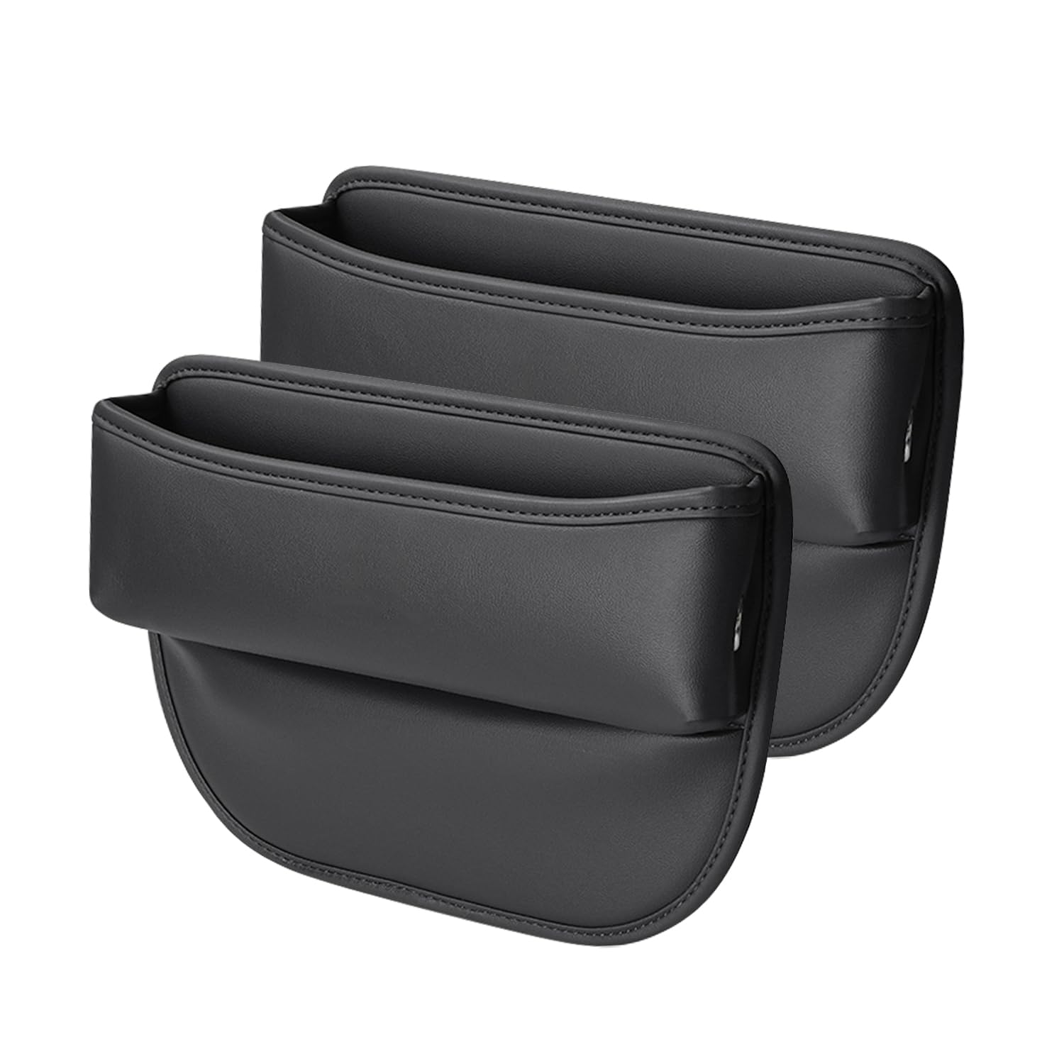 Universal Fit Car Seat Gap Filler - 2PCS Leather Front Seat Organizer Box for Phones, Cards & Keys | Interior Car Accessories Storage Solution | Perfect for Sedans, SUVs & Road Trips