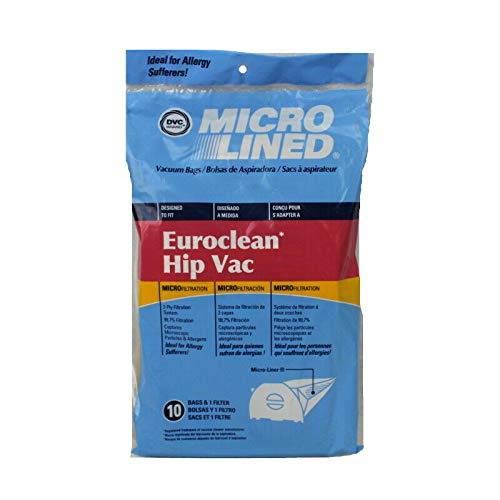 DVC Euroclean Hip Vac Micro Allergen Vacuum Cleaner Bags - 40 Pack | Made in USA | HEPA Filter Replacement for Allergy & Pet Hair | Perfect for Home, Office & Car Cleaning