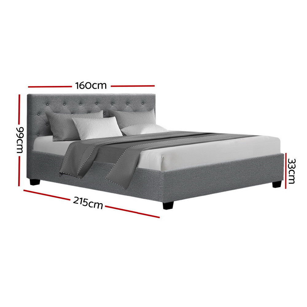 Dorilla Gas Lift Storage Queen Bed Frame with Hydraulic System - Grey | Modern Platform Bed with Underbed Storage for Small Spaces & Apartments