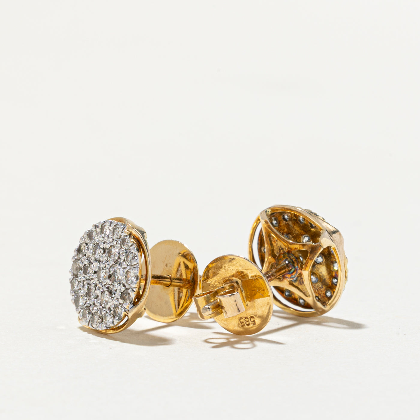 Pave Set Diamond Cluster Stud Earrings 0.85ctw - Elegant White Gold Earrings for Women, Perfect for Weddings, Parties & Everyday Wear