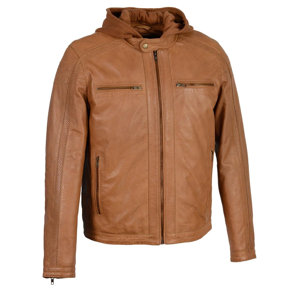 Milwaukee Leather Men's Anthracite Fashion Casual Leather Jacket with Removable Hood SFM1845 | Stylish Outerwear for Everyday Wear, Motorcycle Riding & Urban Fashion