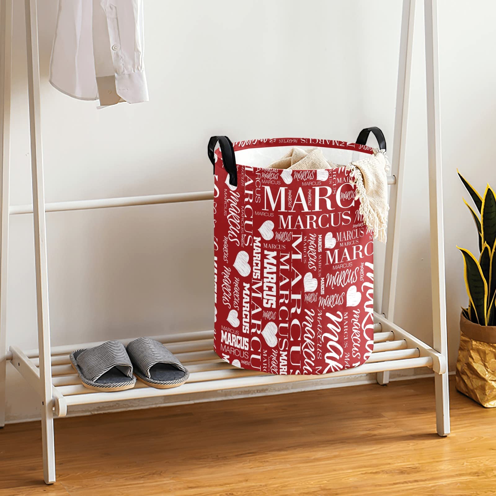 Custom Personalized Laundry Hamper - Collapsible Clothes Storage Basket with Handle for Dirty Laundry - Perfect for Bathroom, Bedroom & Living Room Organization (Red) - Ideal for Small Spaces & Home Decor