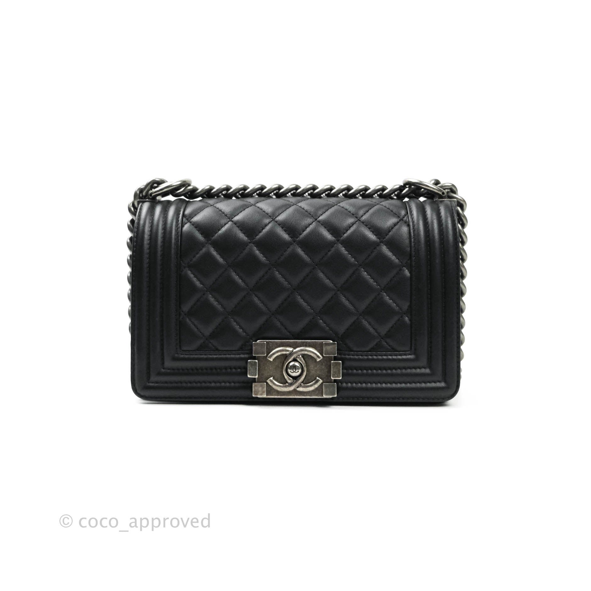 Chanel Boy Small Handbag Black Calfskin Leather Ruthenium Hardware - Luxury Crossbody Bag for Women, Perfect for Evening Parties & Date Nights