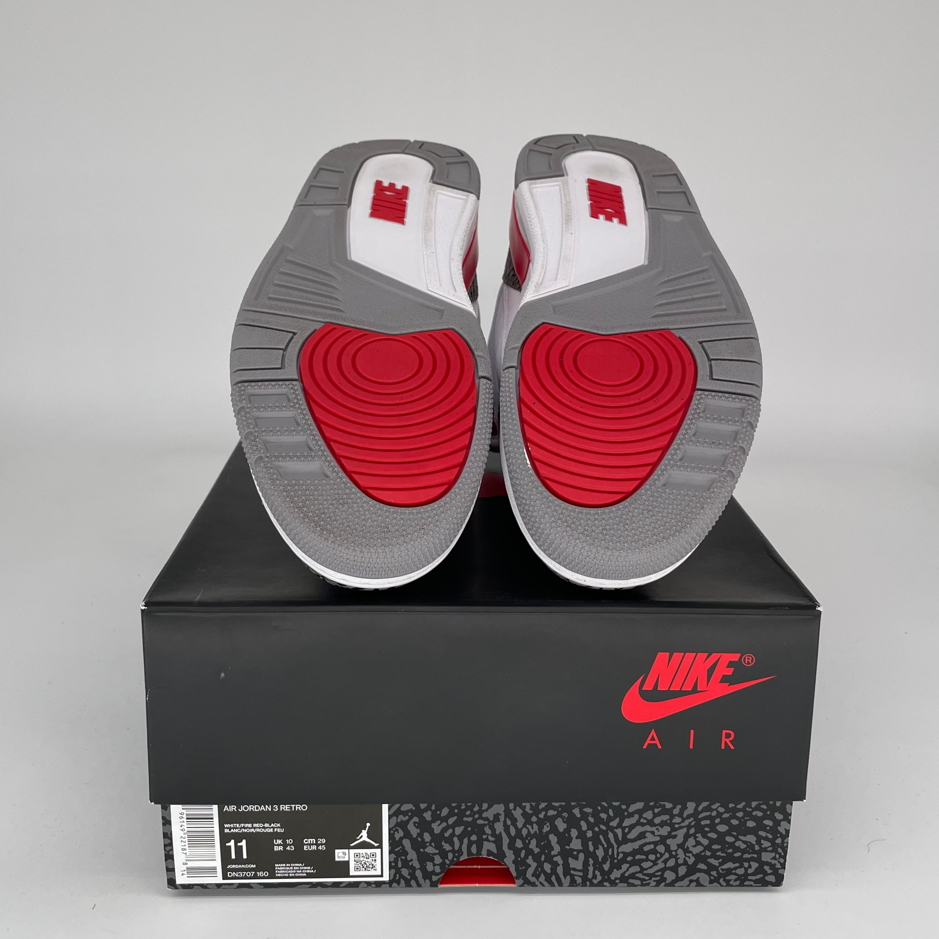 Original Air Jordan 3 Retro 'Fire Red' Men's Basketball Shoes Size 11 DN3707-160 - Perfect for Streetwear & Court Performance