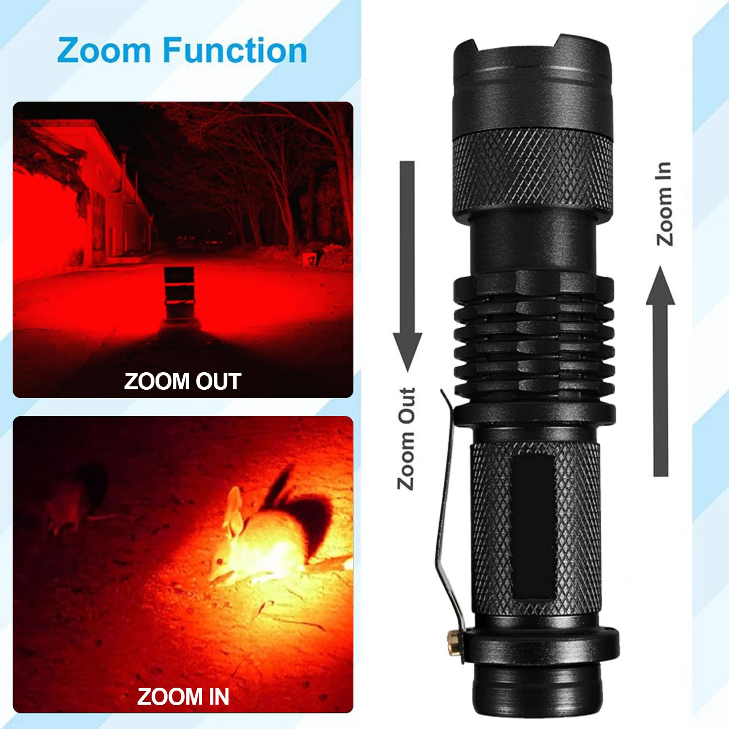 High-Powered LED Red Light Flashlight 3-Pack - Rechargeable Hunting Flashlight for Astronomy, Night Vision, Outdoor Adventures & Emergency Use