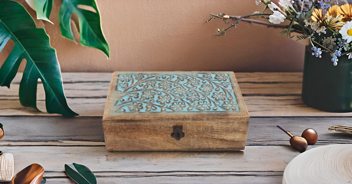 Handmade Wooden Jewelry Box with Lock & Key - Jewelry Organizer, Keepsake Box, Watch Storage - Perfect Birthday, Housewarming Gift for Women - Great for Travel, Home Decor, and Special Occasions