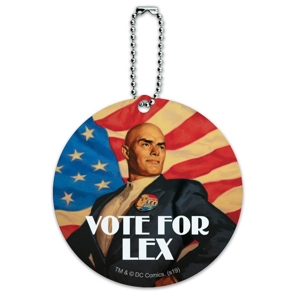 Superman Vote for Lex Round Luggage ID Tag - Durable Suitcase Name Tag for Carry-On Bags - Perfect for Travel, Business Trips & Airport Identification