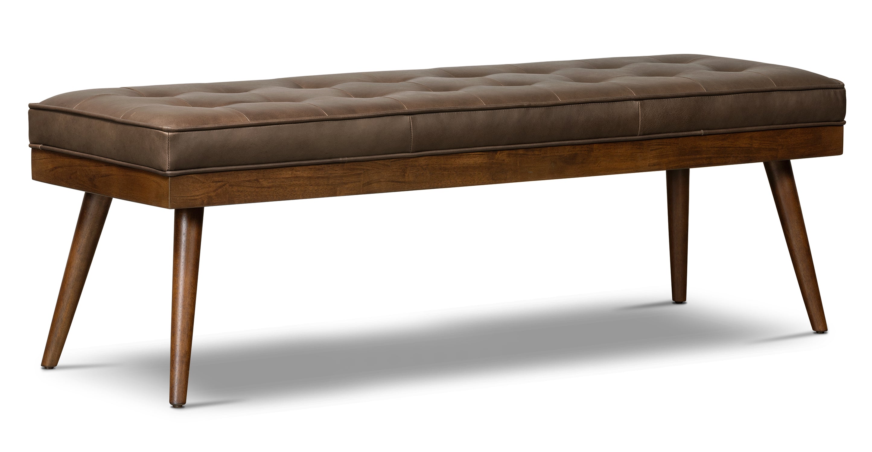 Luca Leather Bench - Modern Upholstered Storage Ottoman with Tufted Design for Living Room, Bedroom, or Entryway - Durable Faux Leather Seat with Sturdy Wooden Legs - Perfect for Extra Seating, Footrest, or Stylish Home Decor