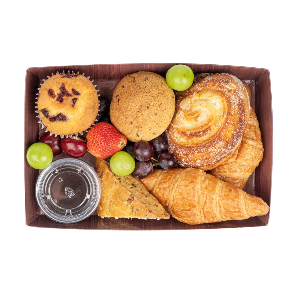 Restaurantware Matsuri Vision 9x6x1.5 Inch Large Disposable Sushi Trays - 100 Greaseproof Wood Grain Paper Sushi Containers for Entrees & Desserts (Lids Sold Separately) | Perfect for Japanese Restaurants, Catering, Takeout & Home Sushi Parties