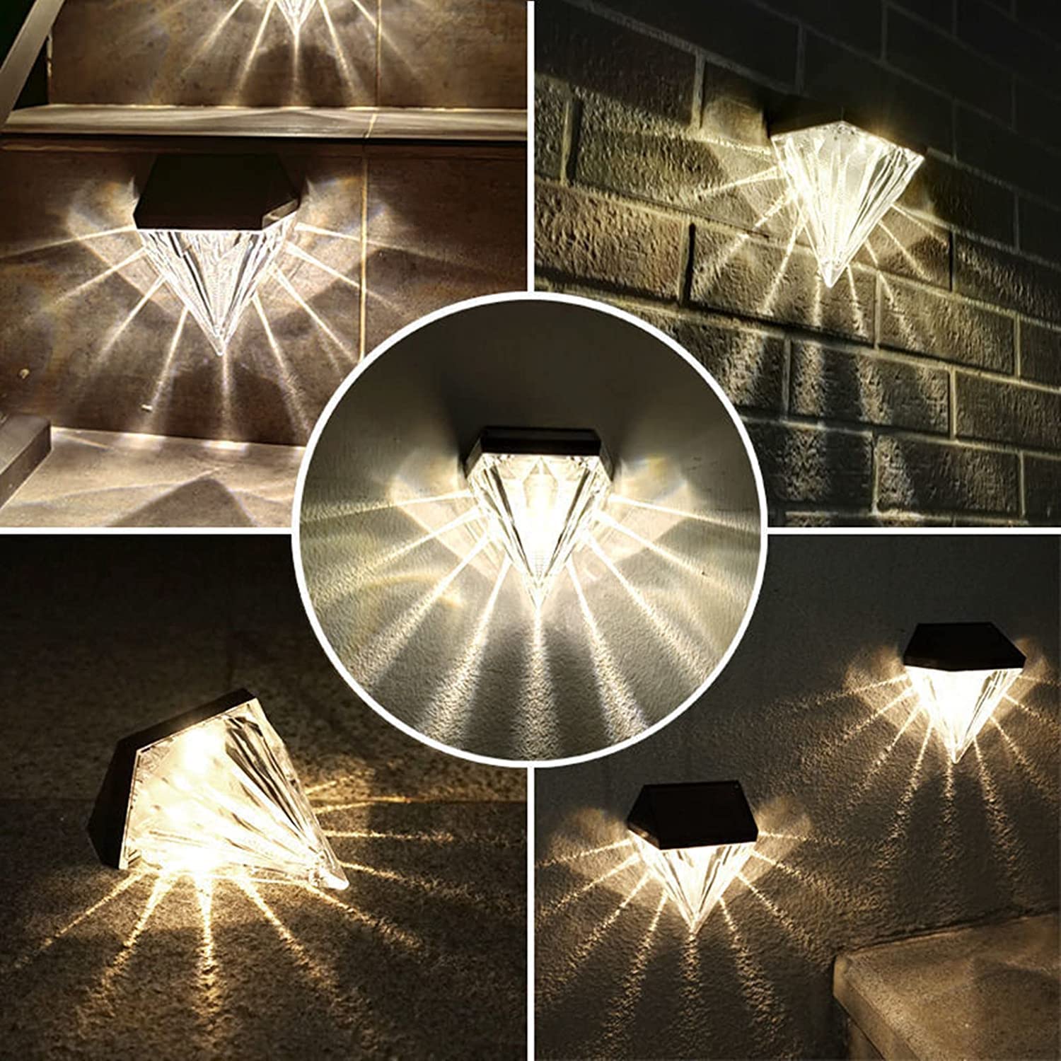 NBPX Solar Fence Lights Outdoor - 2/4 Pack Waterproof IP44 Solar Powered LED Wall Lights for Garden, Patio, Porch, Front Door, Pool | Wireless Automatic Lighting for Night Safety & Decoration