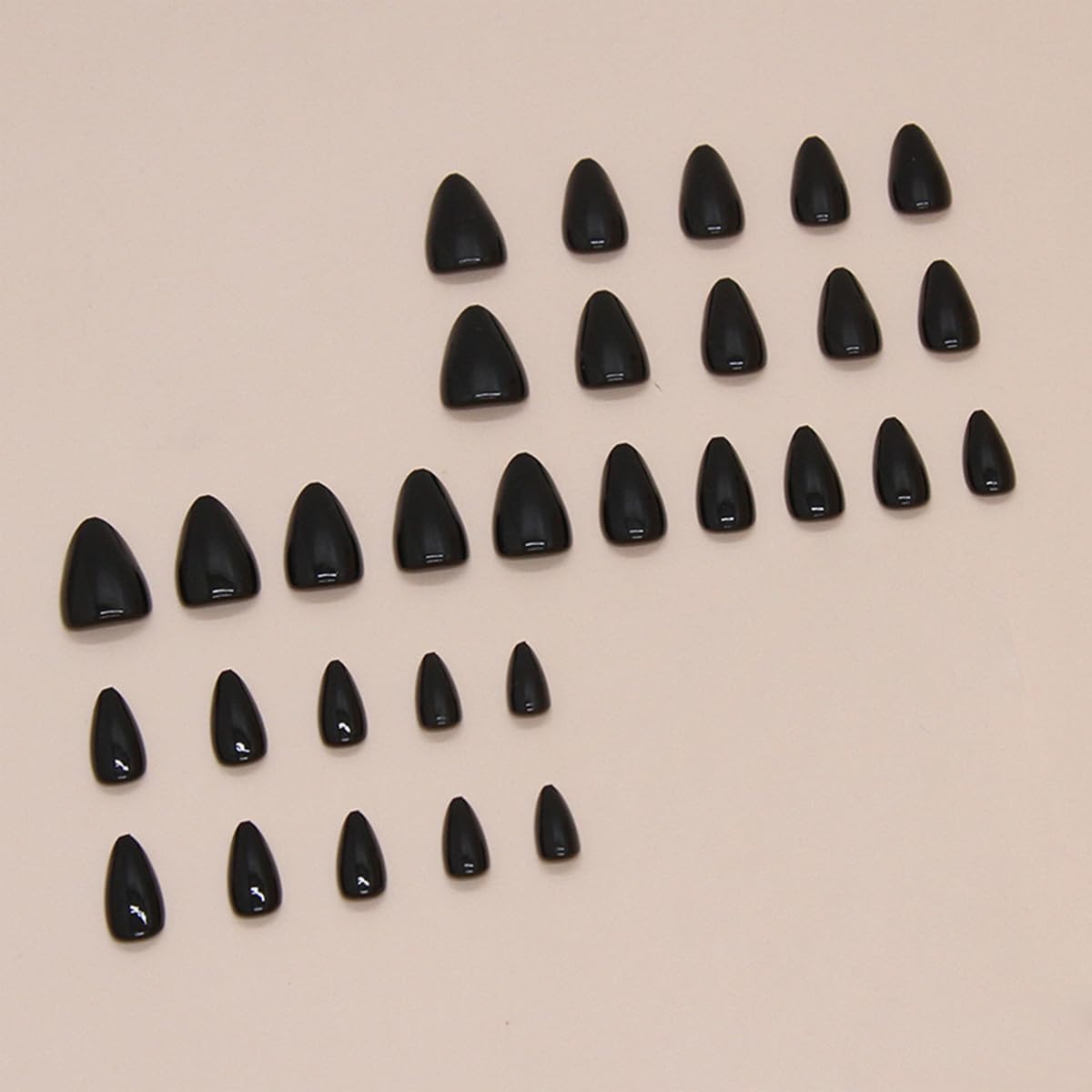24 Pcs Short Almond Press on Nails - Black Acrylic Fake Nails with Glossy Designs, Full Cover Stick on Nails for Women | Perfect for Manicure, Parties, Weddings & Daily Wear