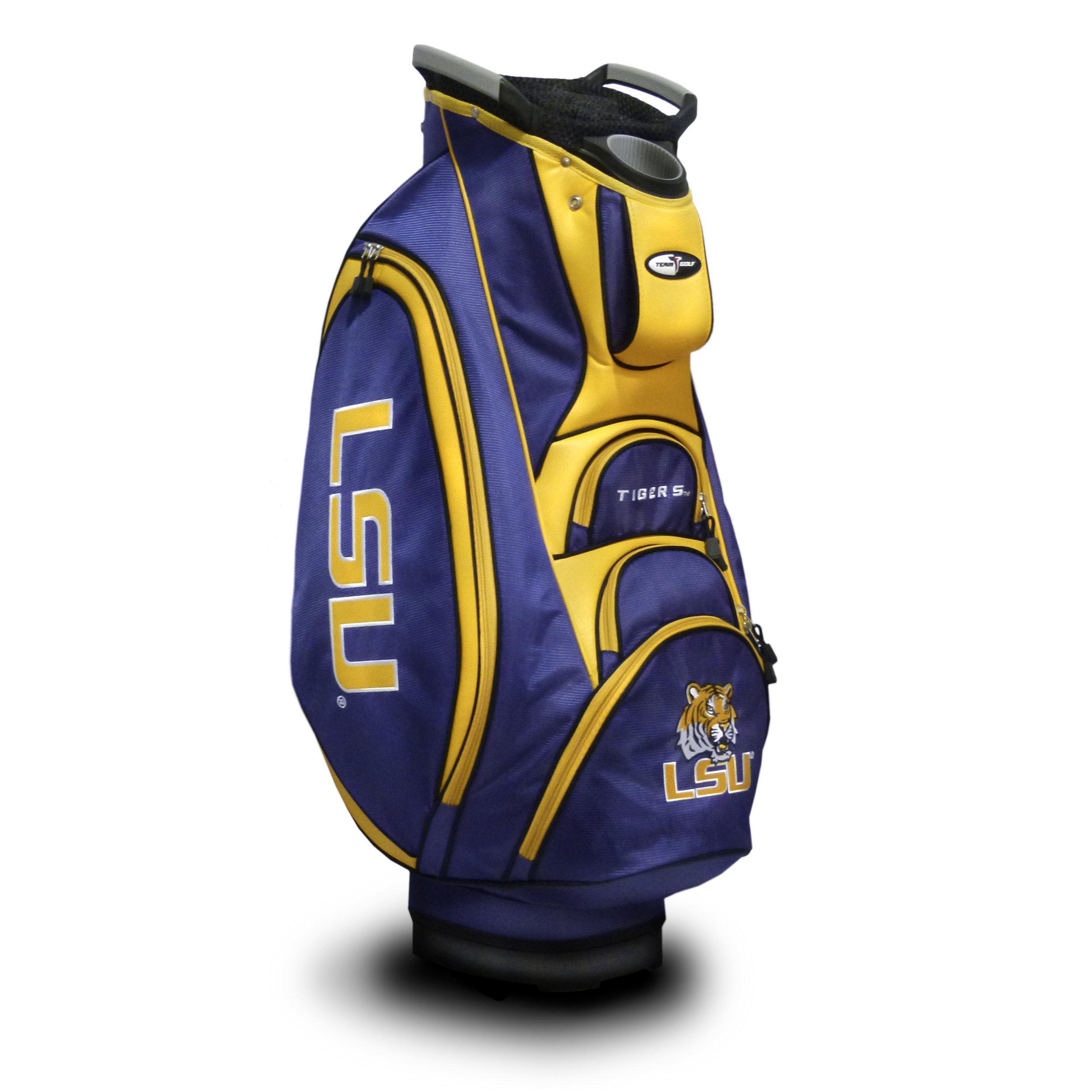 Team Golf NCAA LSU Tigers Victory Golf Cart Bag - 10-Way Top, Dual Handle, Putter Well, Cooler Pocket & Rain Hood | Durable Golf Bag for LSU Fans | Perfect for Course Play & Tournament Support