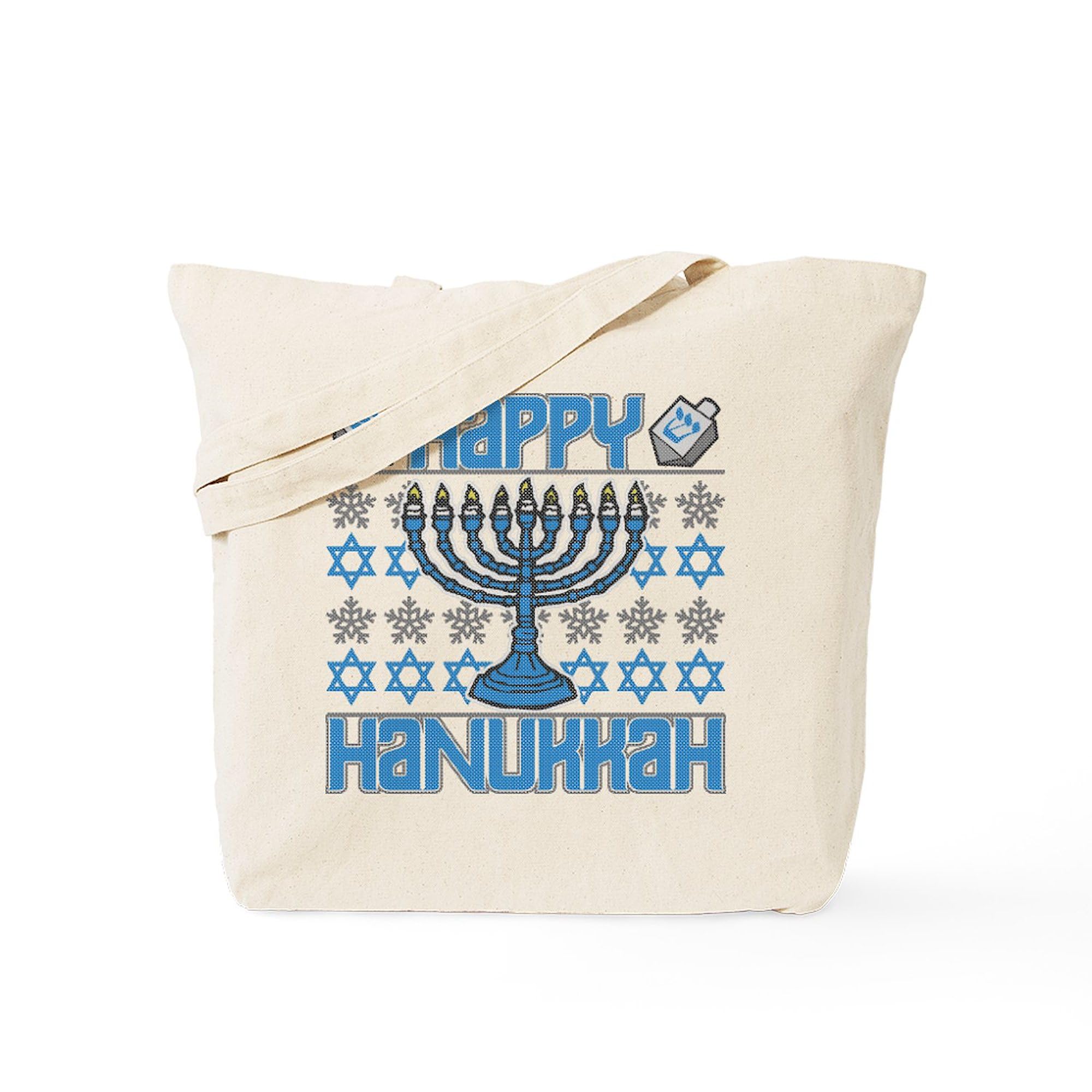 Happy Hanukkah Tote Bag - Natural Canvas Reusable Shopping Bag for Holiday Gifts, Groceries & Everyday Use | Eco-Friendly Gift Idea