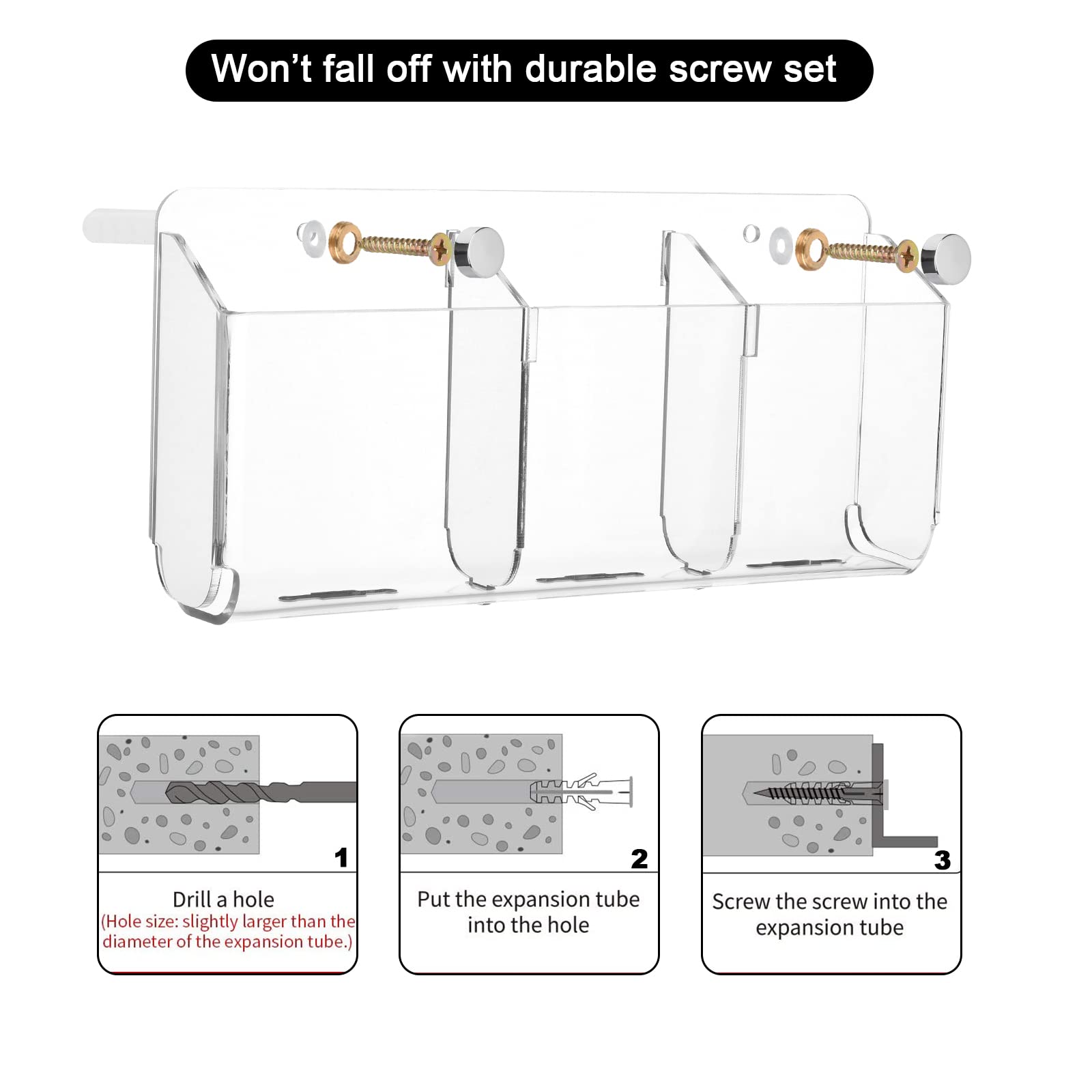 Cosmos Remote Control Stand Wall Mount Phone Holder with Removable Block Wall Shelf - Multipurpose Storage Organizer for Cell Phone Charging (Transparent Clear) - Perfect for Living Room, Bedroom & Office Organization