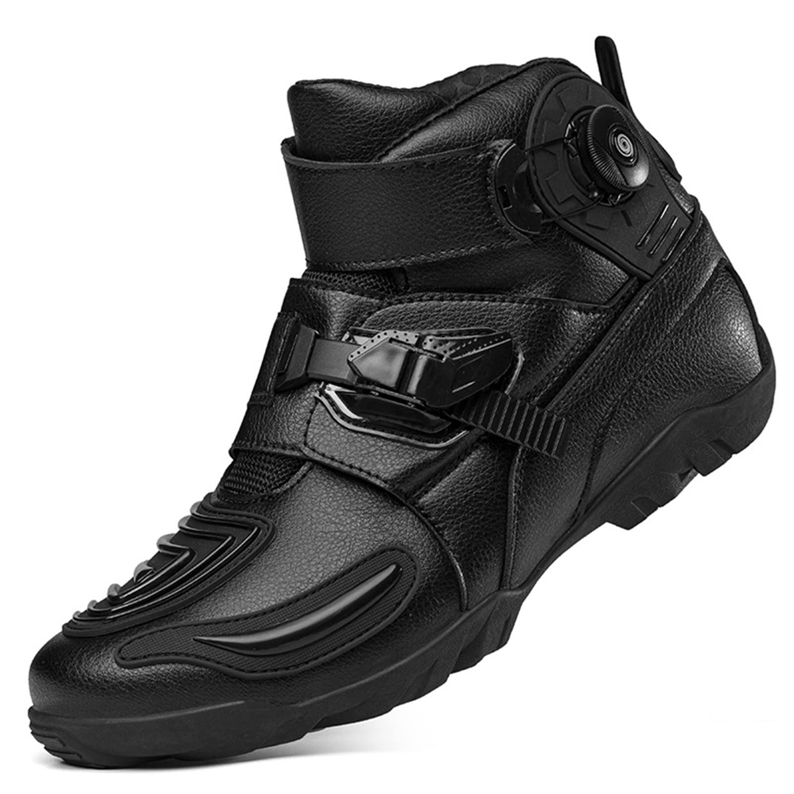 TYTbygml Waterproof Motorcycle Boots for Men & Women - Anti-Slip Riding Shoes with Adjustable Laces - Ideal for Commuting, Touring & Off-Road Adventures (Black, Size 8)