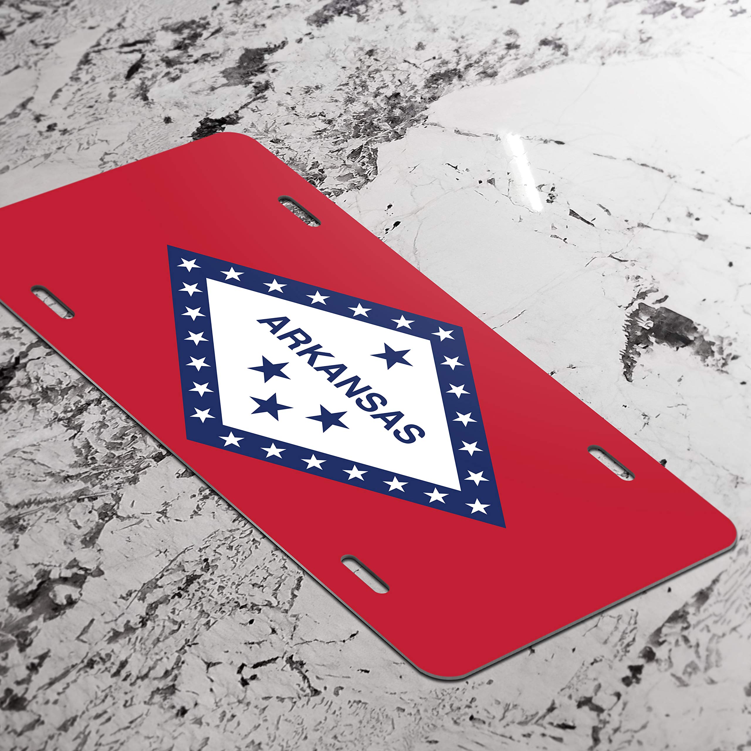 Custom Arkansas State Flag UV Printed Vanity Front License Plate - Durable & Vibrant Colors for Cars, Trucks & Motorcycles - Perfect for Personalization & State Pride