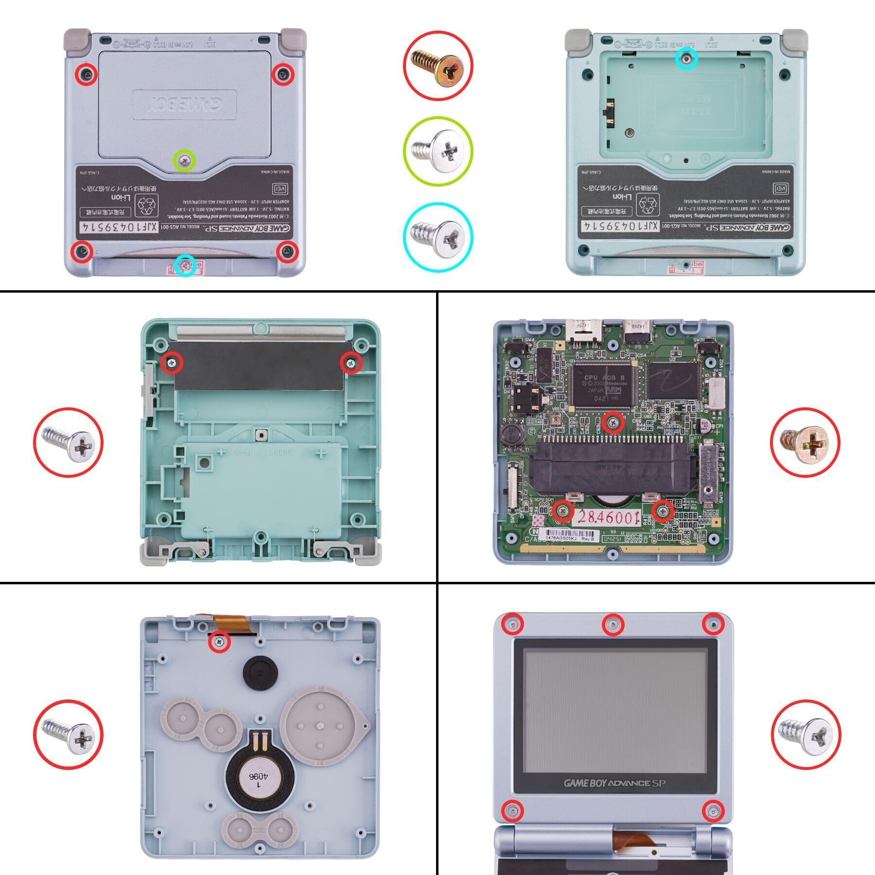 eXtremeRate Starlight Blue Custom Button Set for Gameboy Advance SP - Replacement A B L R Buttons, Power Switch, Volume Control & D-Pad for GBA SP Console (Console Not Included) - Perfect for Gaming Enthusiasts & Retro Console Modding