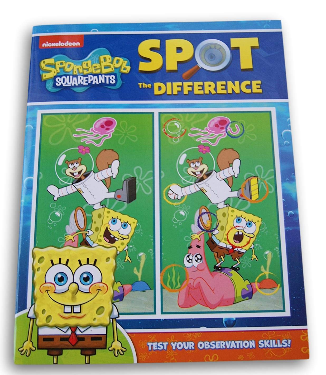 SpongeBob SquarePants Spot The Difference Activity Book for Kids - 22 Fun Puzzles with Answer Key | Brain Games, Travel Entertainment & Party Favors