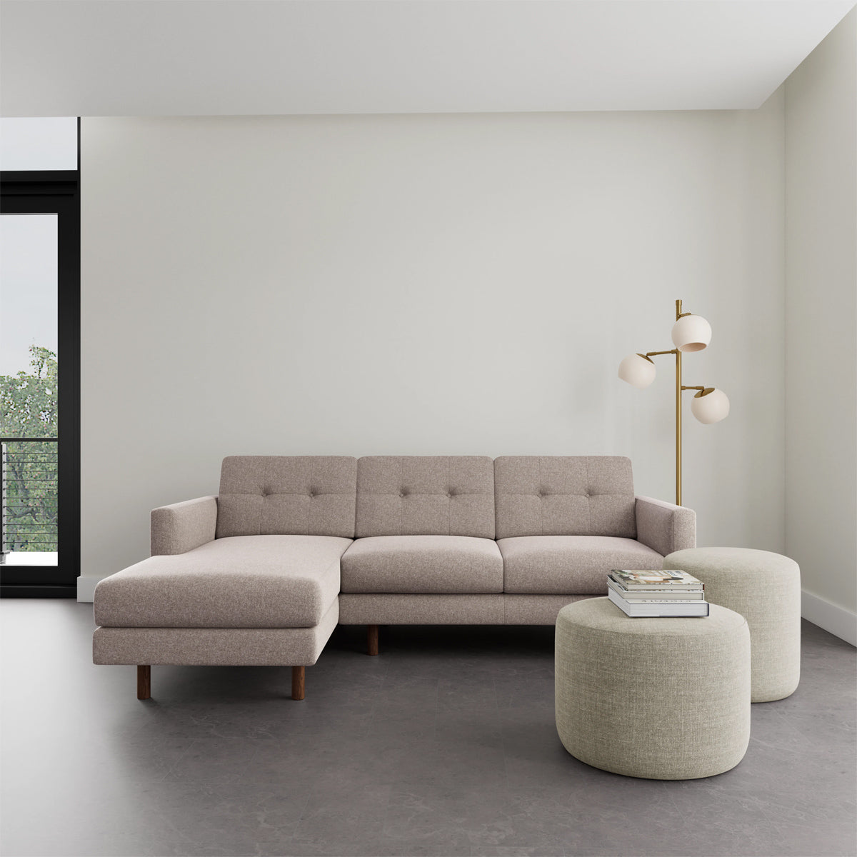 Conrad Fabric Left Chaise Sofa - Modern L-Shaped Sectional Couch with Reversible Chaise Lounge for Living Room, Apartment & Home Theater Comfortable Seating