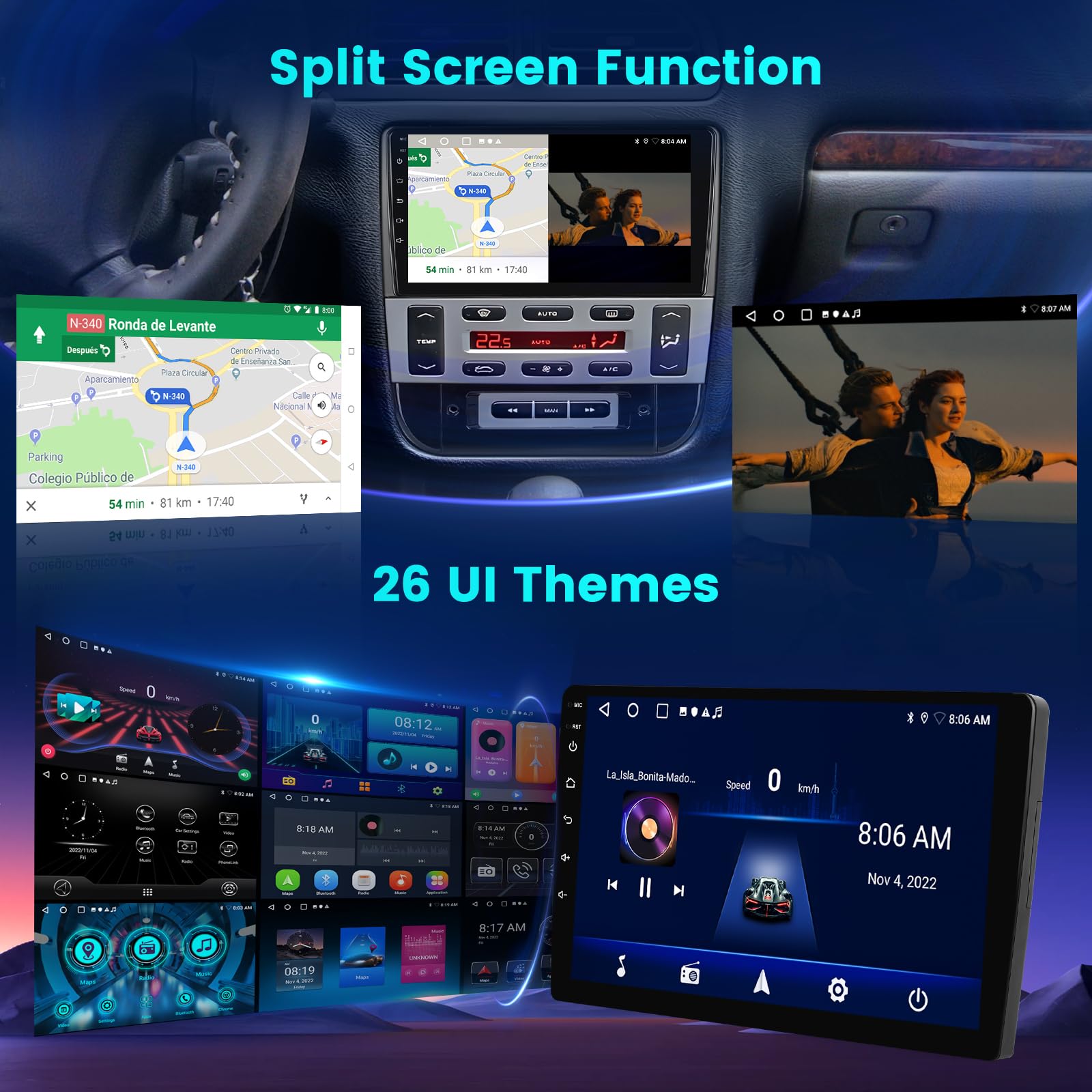 Hikity 9 Inch Android 13 Car Stereo with Wireless Apple CarPlay & Android Auto for 2006-2012 Hyundai Santa Fe - Bluetooth, GPS, WiFi, Touch Screen, Backup Camera, FM RDS, Mirror Link, EQ, SWC | Perfect for Hands-Free Calling, Navigation & Entertainment While Driving
