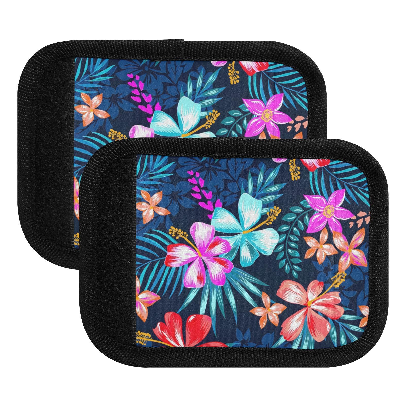 2 Pcs Neoprene Luggage Handle Covers - Cute Tropical Design Suitcase & Purse Protector for Travel | Durable Grip Enhancer for Airports, Vacations & Business Trips
