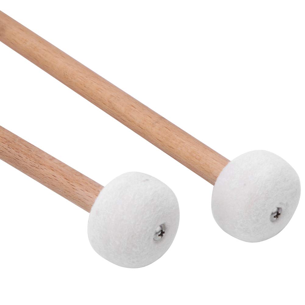 Premium 2-Piece Drum Mallets with White Felt Heads - Professional Percussion Sticks for Timpani, Snare Drums & Orchestral Performances - Ideal for Musicians, Band Practice & Live Concerts