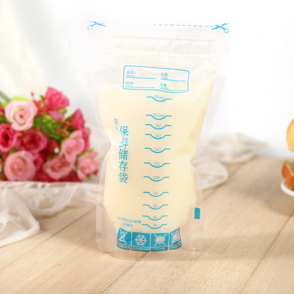 Shopurb 30Pcs 250ml Clear Breast Milk Storage Bags - BPA Free, Leak Proof Freezer Bags for Breastfeeding Moms - Perfect for Pumping, Storing & Organizing Breast Milk at Home or Travel
