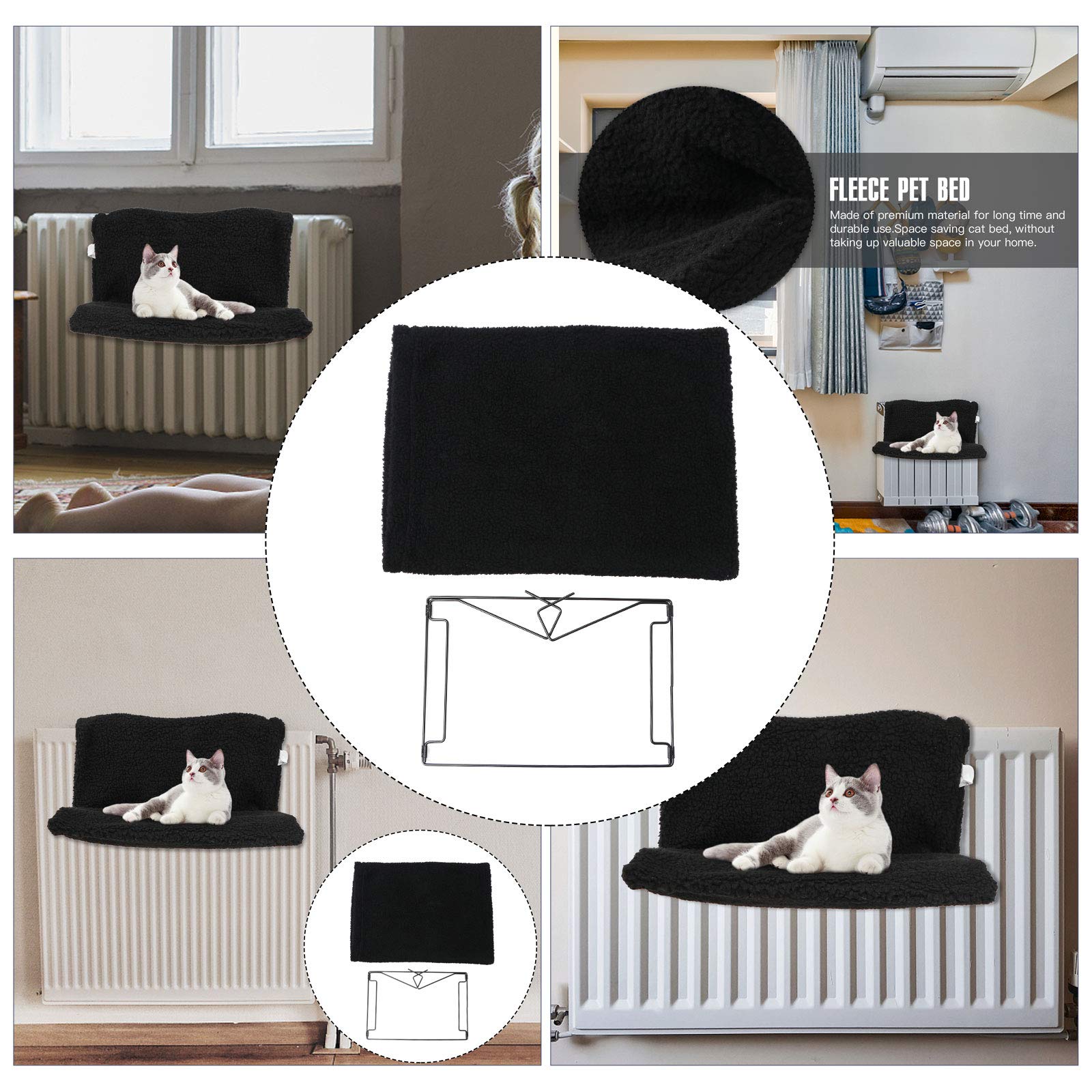 ULTECHNOVO Heated Cat Hammock Bed - Plush Small Pet Hanging Cage, Radiator Mat for Cats & Small Animals - Cozy Window Perch with Embroidered Polyester Fabric - Perfect for Winter Warmth & Relaxation